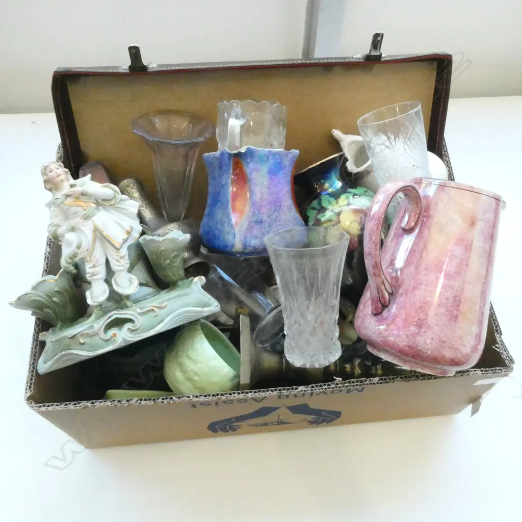 BRIEFCASE w. ASST. MASONIC REGALIA, CHINA, METRONOME, PR CANDLESTICKS ETC Image 1++
