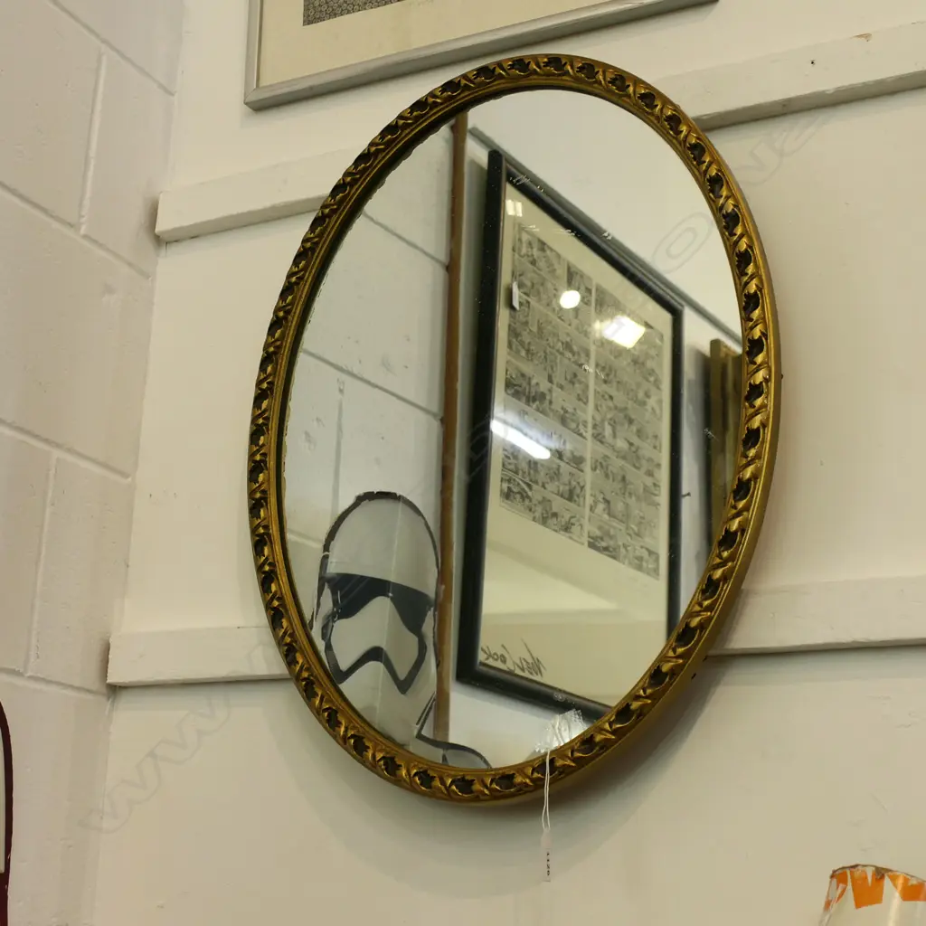 METAL FRAMED OVAL GILT MIRROR H.620mm Image 1++