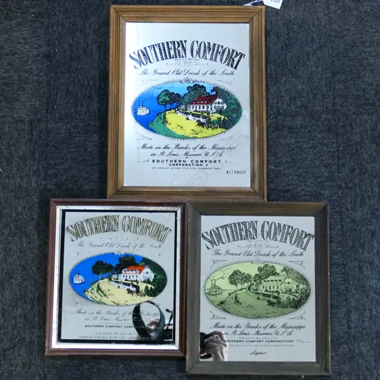 THREE SMALL SOUTHERN COMFORT BAR MIRRORS 340X370MM +/-