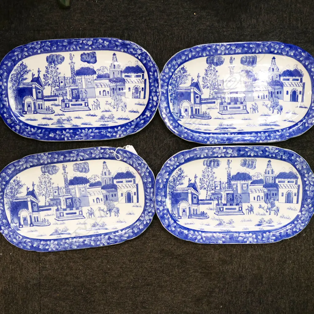 FOUR VINTAGE BLUE & WHITE PLATTERS L44MM +/- Image 1++