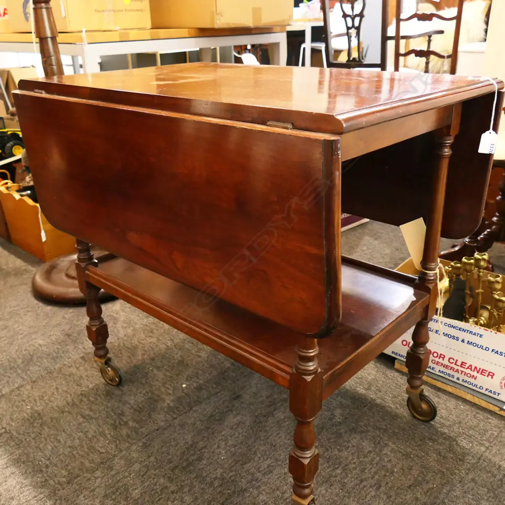 MAHOGANY DROP SIDE TABLE 700x500x660mm, stains to top Image 1++