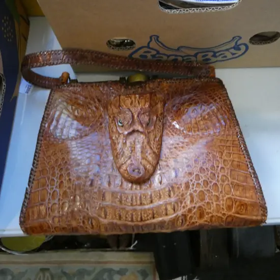 ALIGATOR SKIN HANDBAG W.330mm