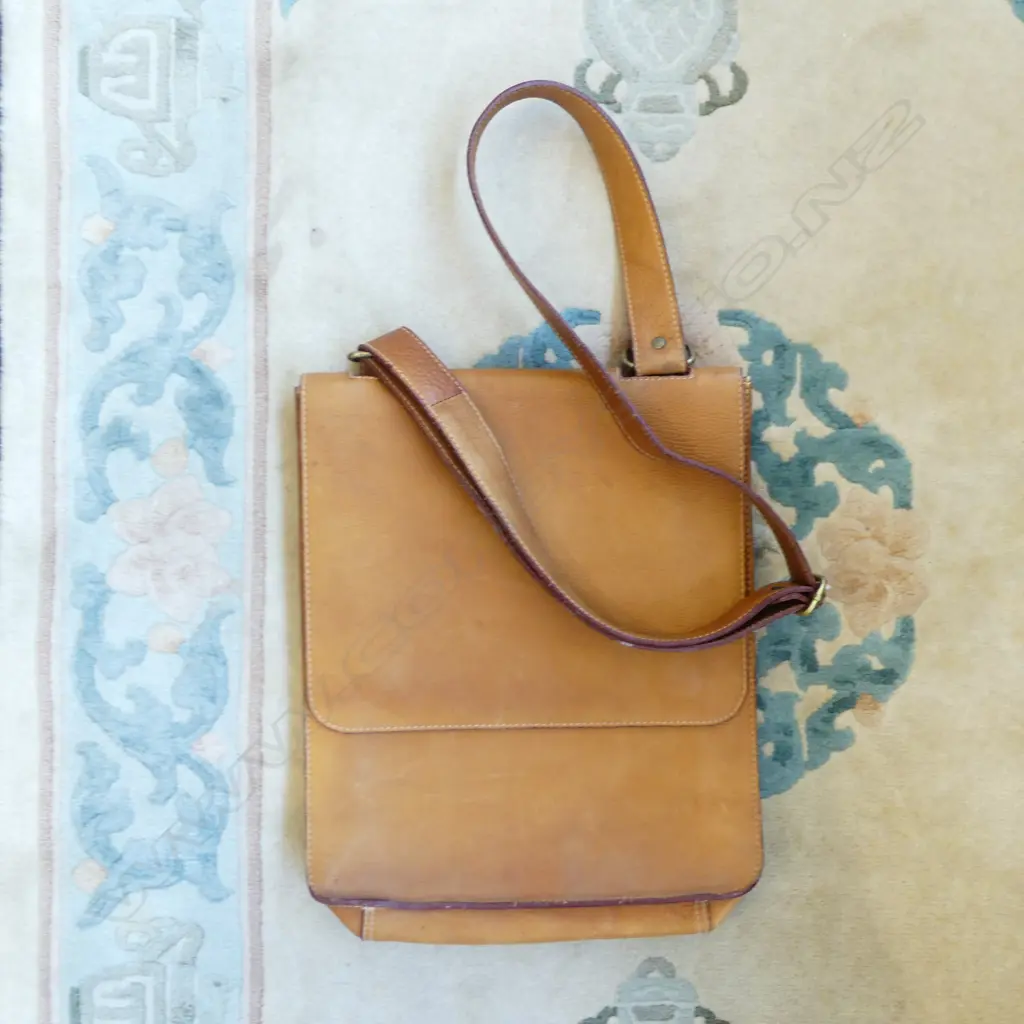 TAN LEATHER SATCHEL BAG 350x300mm Image 1++