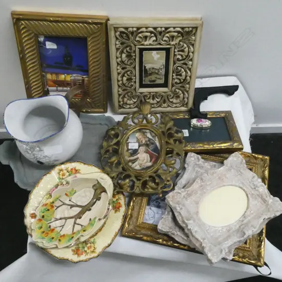 ASST PICTURE FRAMES, BASIN JUG, 3 DISHES Incl. CARLTON WARE 