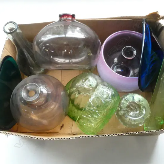 ASST GLASS; HAND BLOWN, GREEN, etc