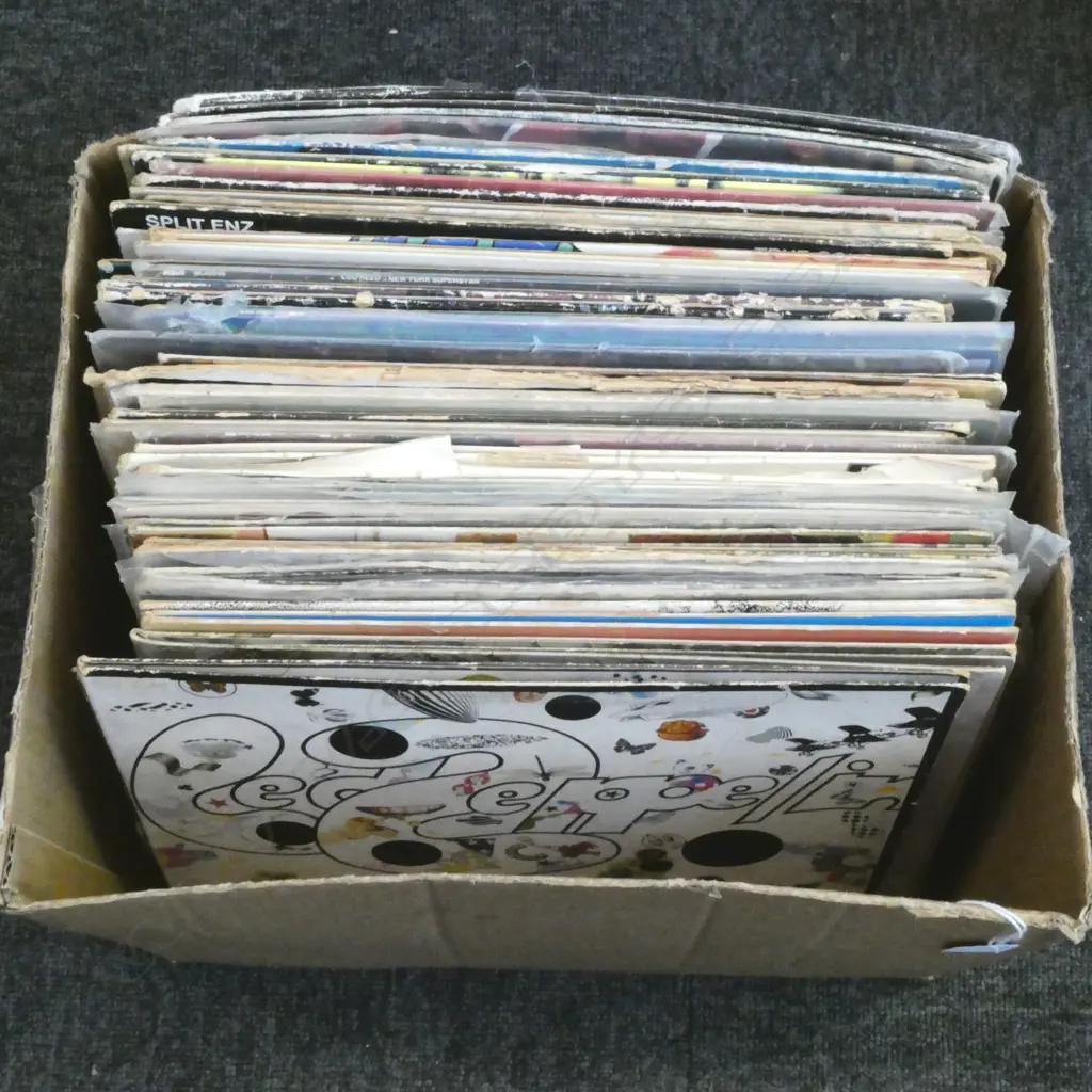 BOX OF ASST RECORDS/LED ZEP/F MAC ROLLING STONES ETC Image 1++