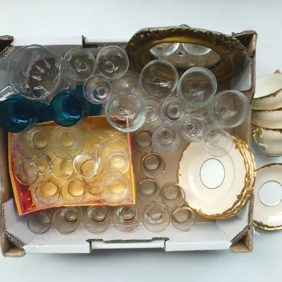 ASST GLASSWARE, 3 PARAGON C/S, SML. GILDED MIRROR 