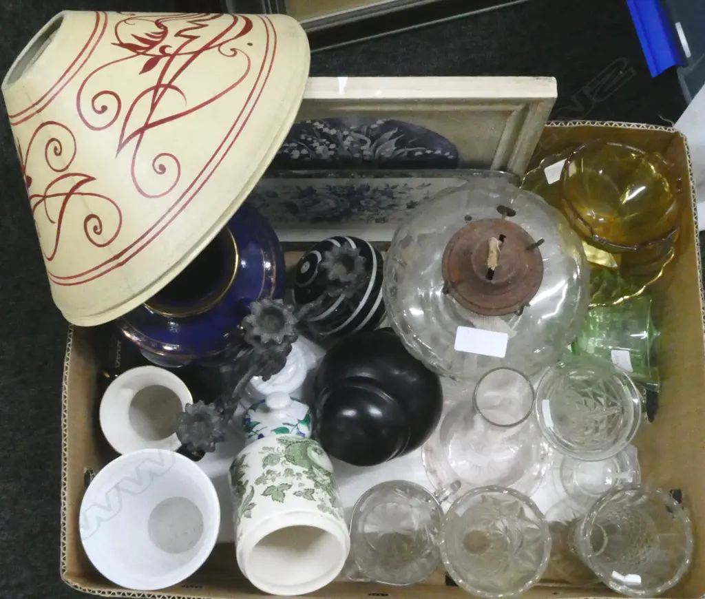 ASST CRYSTAL & GLASSWARE Incl. KERO LAMP, PR VINTAGE LAMPSHADES, etc Image 1++