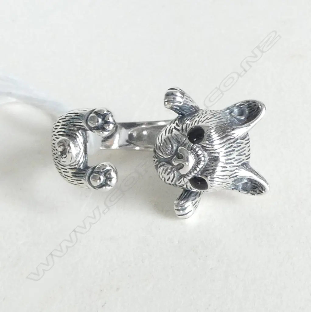 modern SILVER FRENCH BULLDOG RING  Image 1++