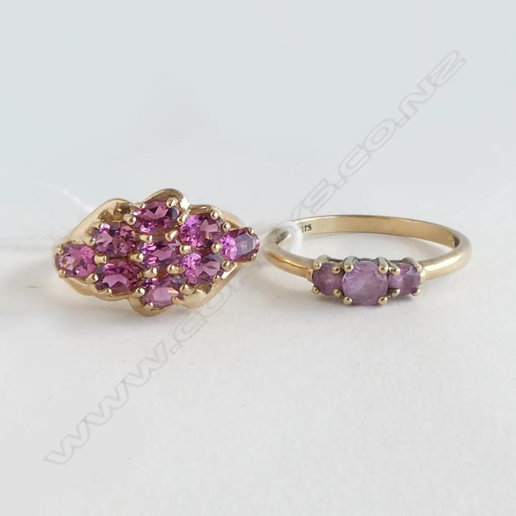 2x 9CT GOLD GEM SET RINGS, 4.4gms SIZE K & Q Image 1++