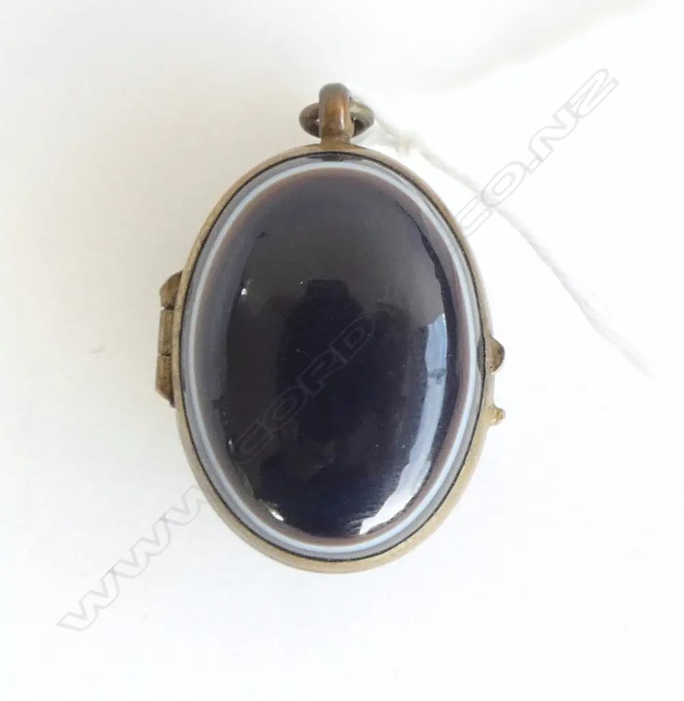 BANDED AGATE LOCKET PENDANT H.30mm Image 1++