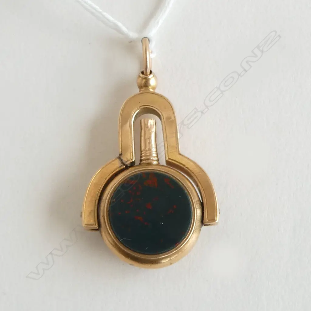 9CT GOLD BLOODSTONE SPINNER WATCH KEY FOB REPAIRS Image 1++