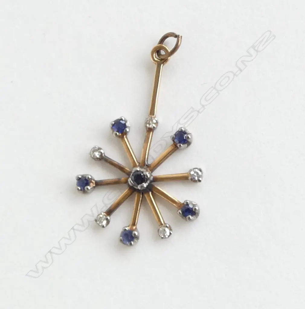 18ct SAPPHIRE & DIAMOND STAR PENDANT, 0.8gm (CD1769) Image 1++