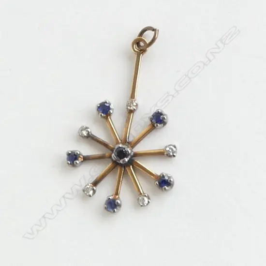 18ct SAPPHIRE & DIAMOND STAR PENDANT, 0.8gm (CD1769)