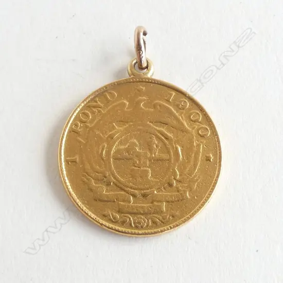 1 POND 1900 GOLD COIN with suspension ring. 8.1gms 0.9160 fineness (22ct)