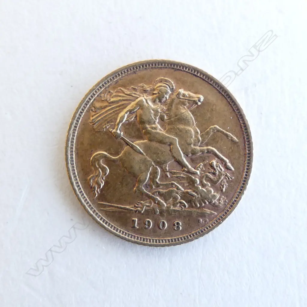 1908 SYDNEY MINT GOLD HALF SOVEREIGN Image 1++