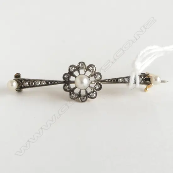 BELLE EPOQUE GOLD & OLD MINE DIAMOND BROOCH testing 14ct. 2.9gms