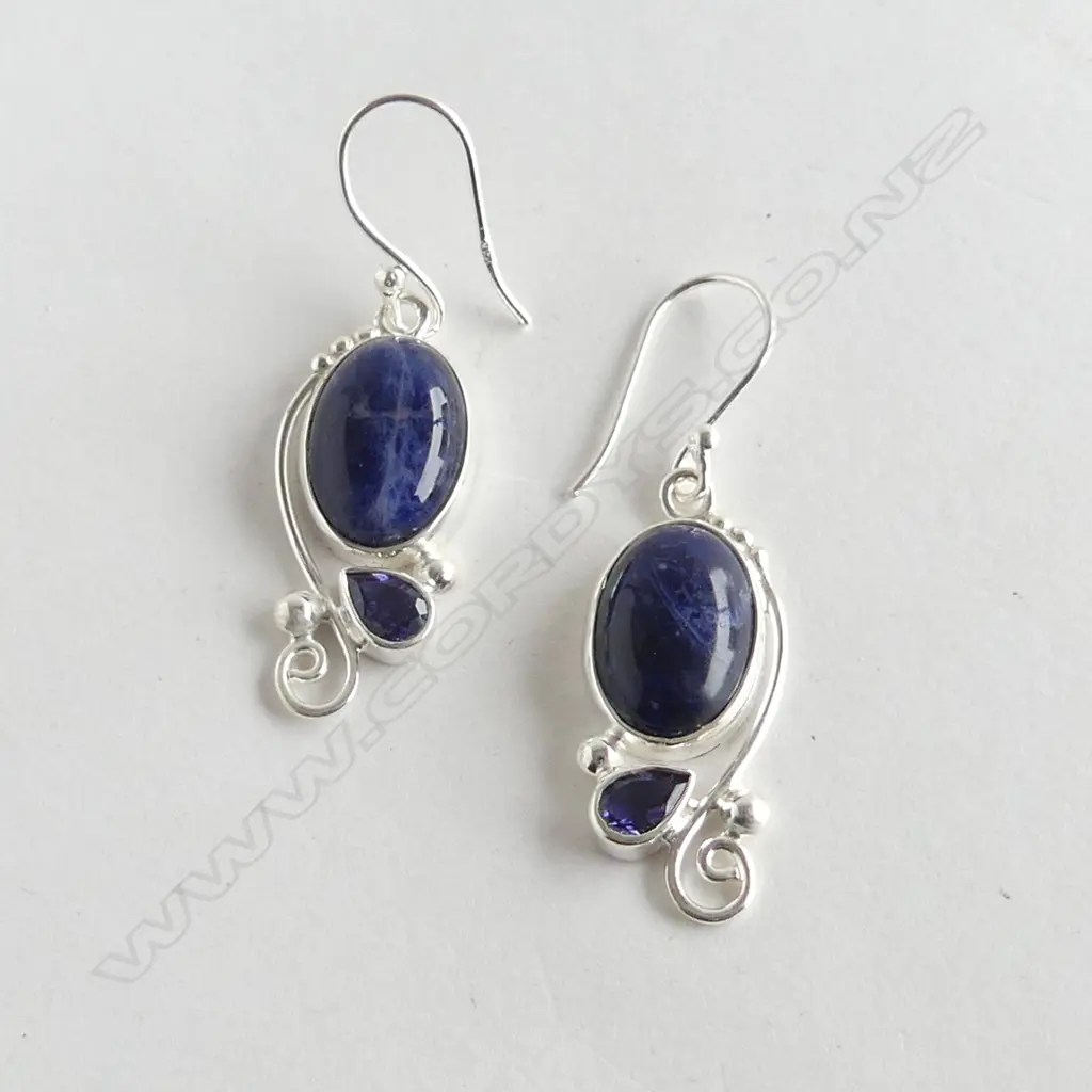 PR SILVER LAPIS & LOLITE EARRINGS (NEW) Image 1++