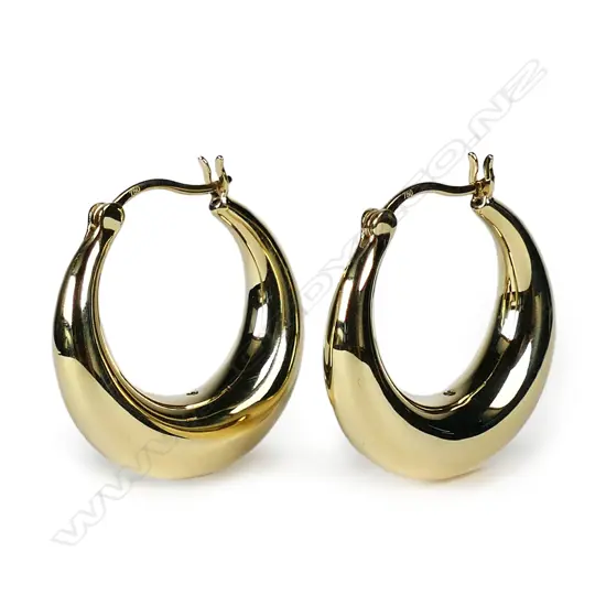 PR 18CT YELLOW GOLD CRESCENT HOOP EARRINGS