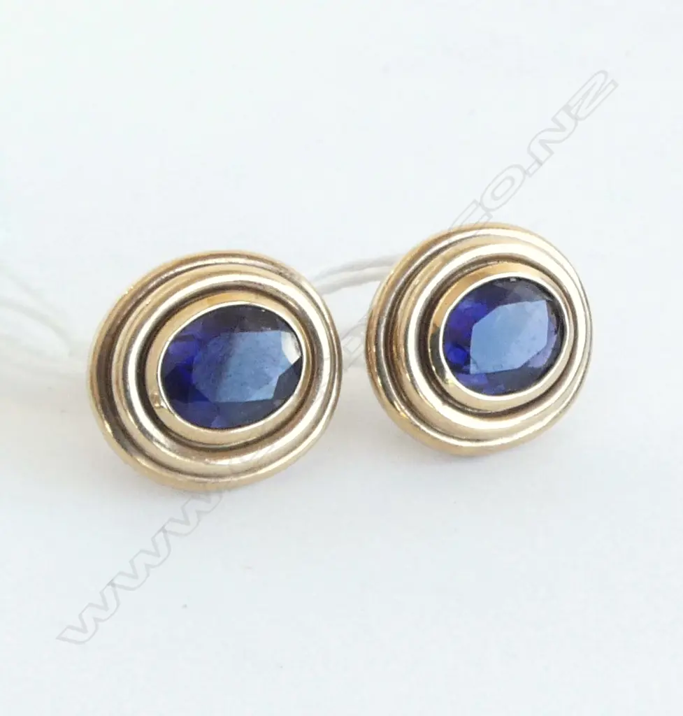 PR 9CT EARRINGS. 7.2gms POSSIBLY TANZANITE Image 1++