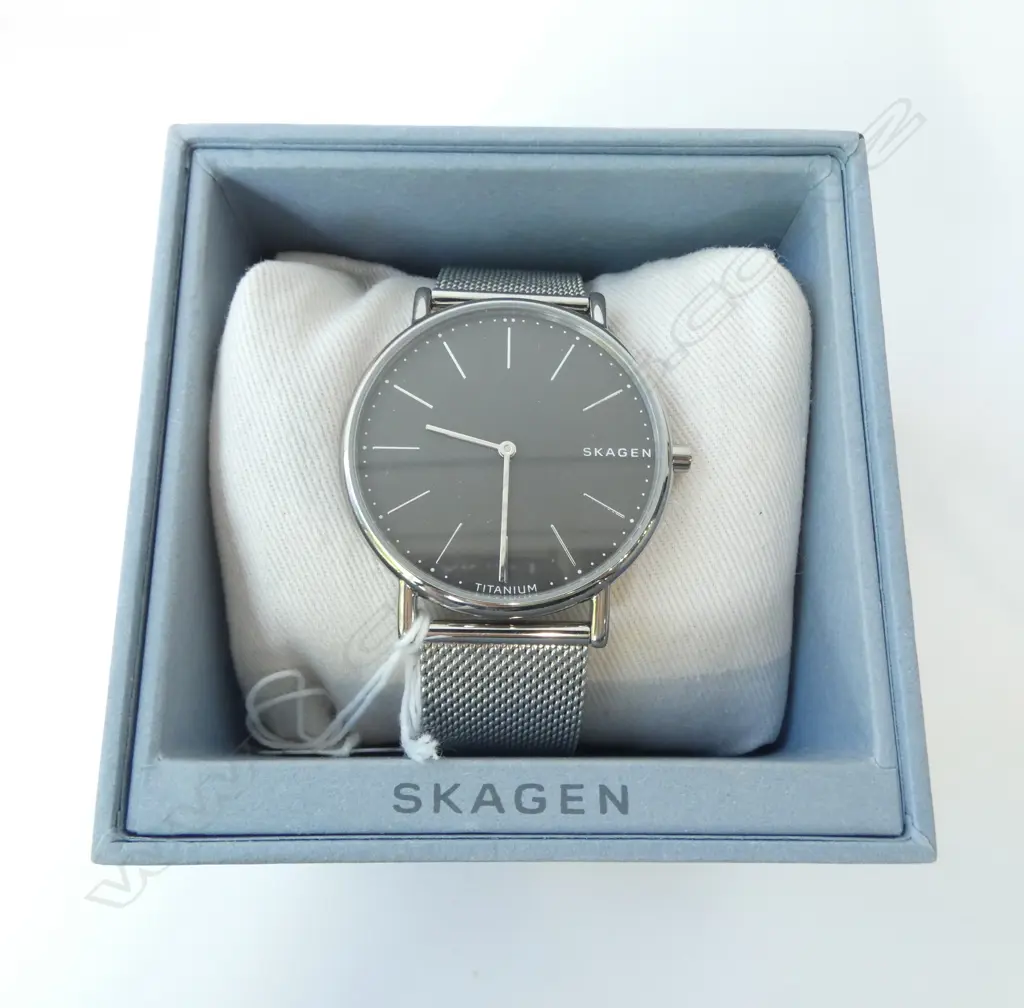 SKAGEN QUARTZ WRISTWATCH, SILVER-LOOK MESH STRAP, NEW OLD STOCK Image 1++