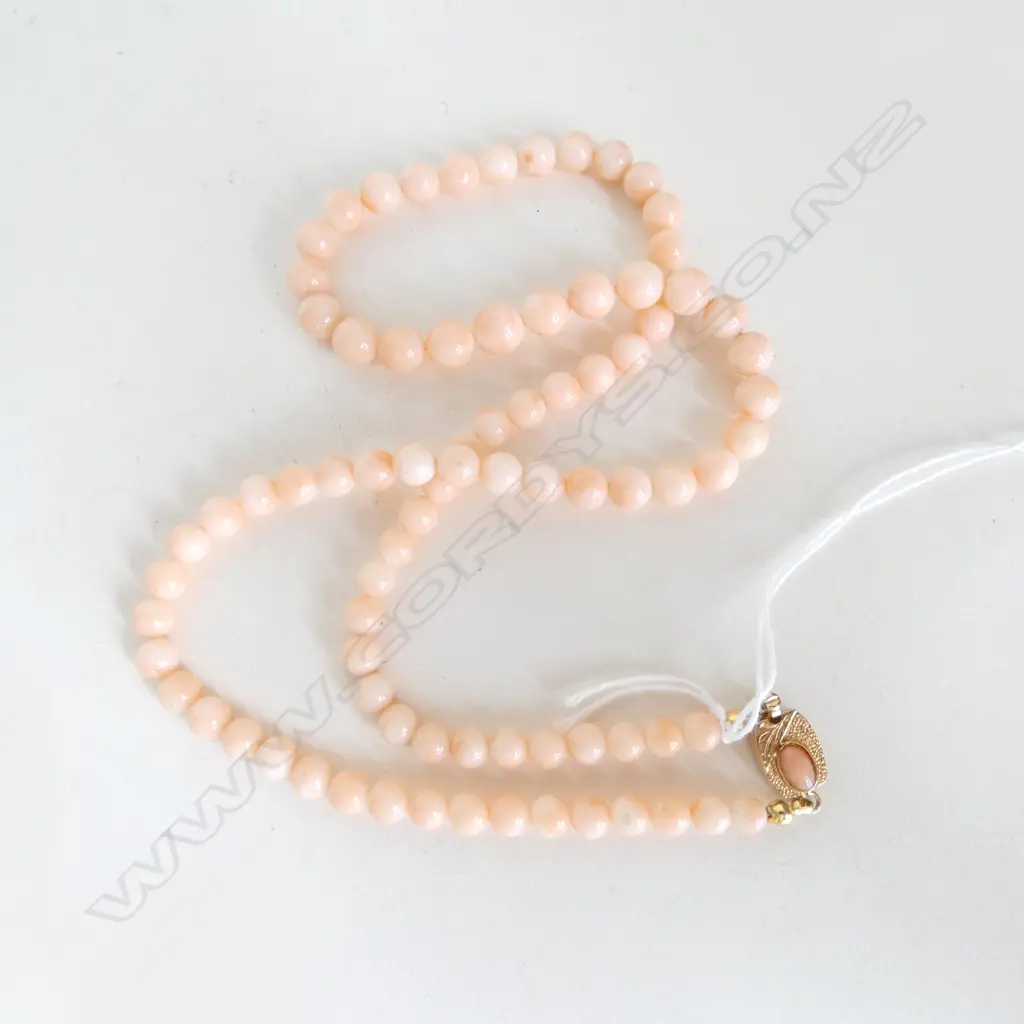 ANGEL SKIN CORAL NECKLACE w DETAILED CLASP, L.520mm Image 1++