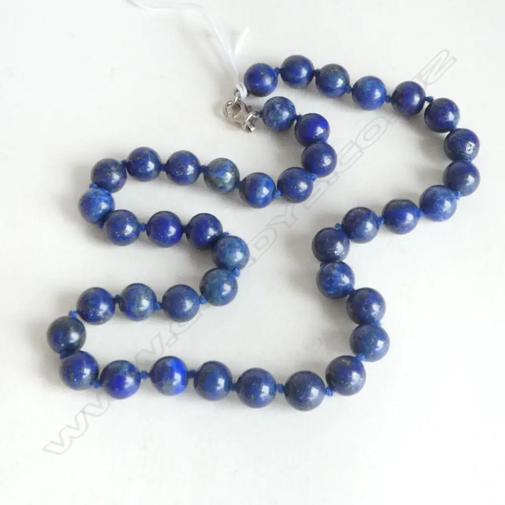 LAPIS LAZULI BEADS w SILVER CLASP Image 1++