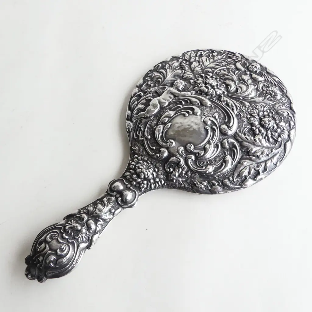 STG SILVER HAND MIRROR, B'HAM 1907 L.280mm Image 1++
