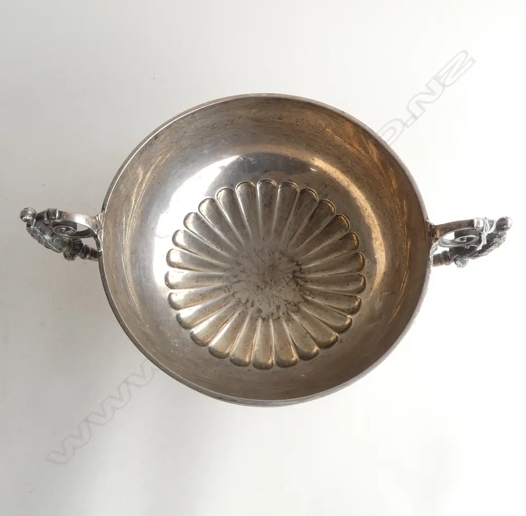 Birmingham 1876 VICTORIAN STIRLING SILVER LGE ROSE BOWL classical figure decoration scroll handles. Dia.228mm. 945gms Image 1++
