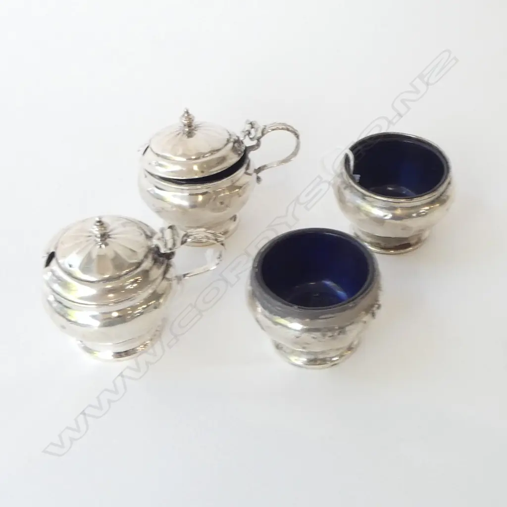 PR STG SILVER SUGARS w. PR MUSTARD (FAULTS), MAPPIN & WEBB, BIRMINGHAM 1933, 145gms Image 1++