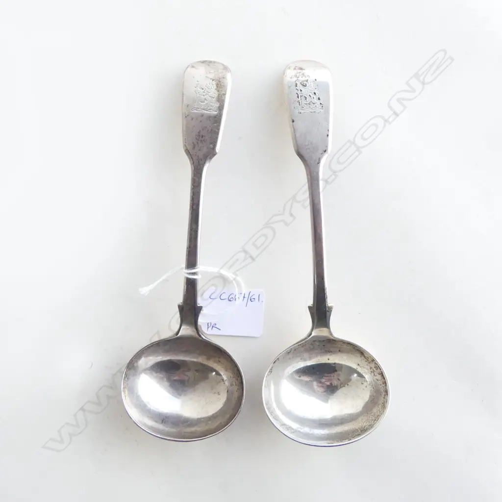 PR STG SILVER LADLES, JOHN JAMES WHITING, LONDON 1848 L.185mm 155gms Image 1++