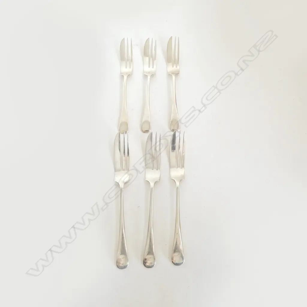 6 STG SILVER CAKE FORKS, BIRMINGHAM 1922, 74gms Image 1++
