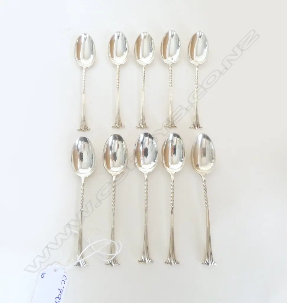 10 STG SILVER TEASPOONS, HENRY MATHEWS, BIRMINGHAM 1897, 112gms Image 1++
