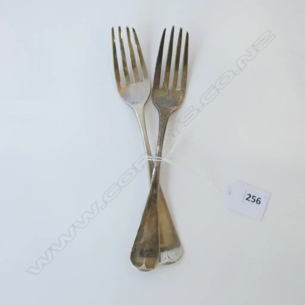 PR DUBLIN 1809 SILVER TABLE FORKS Old English pattern. 477gms with engraved bird crest by William Ward 122gms Image 1++