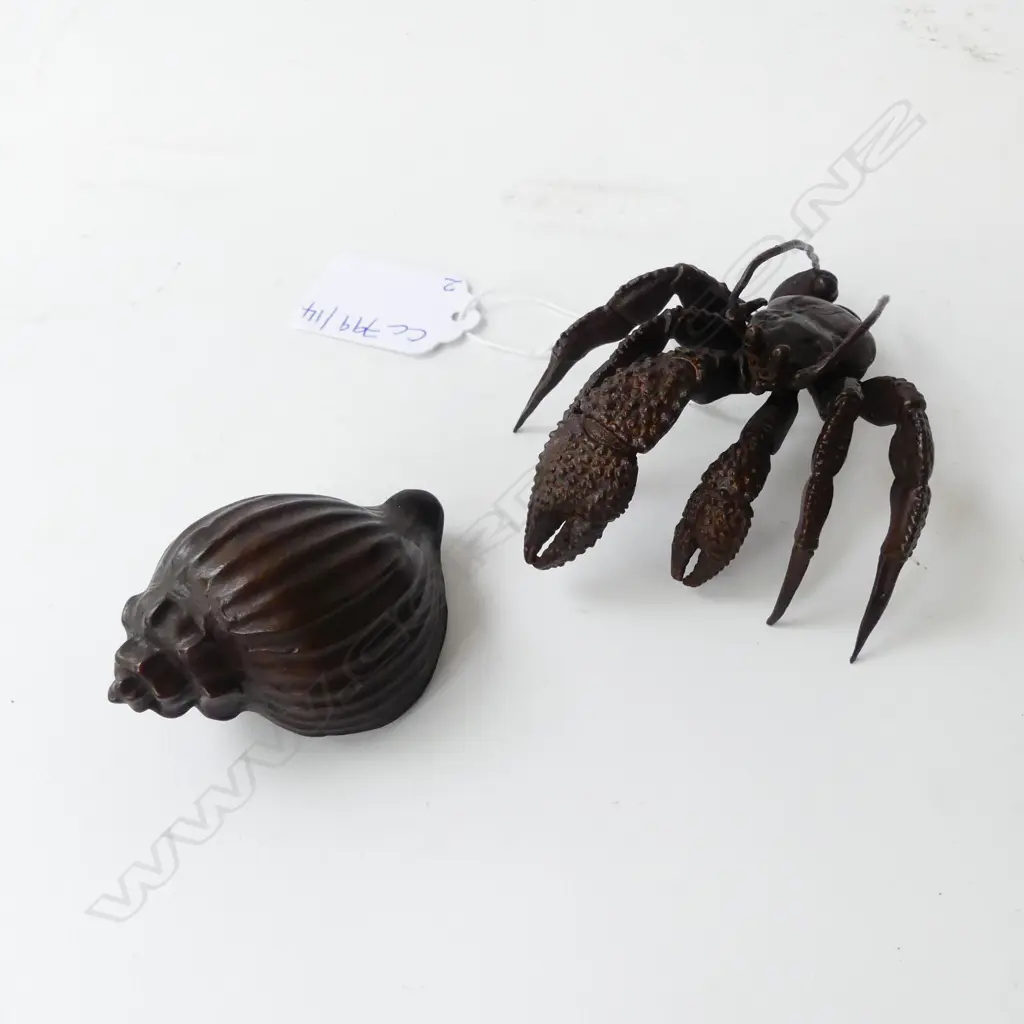 ORIENTAL BRONZE CRAB L.90mm & SHELL Image 1++