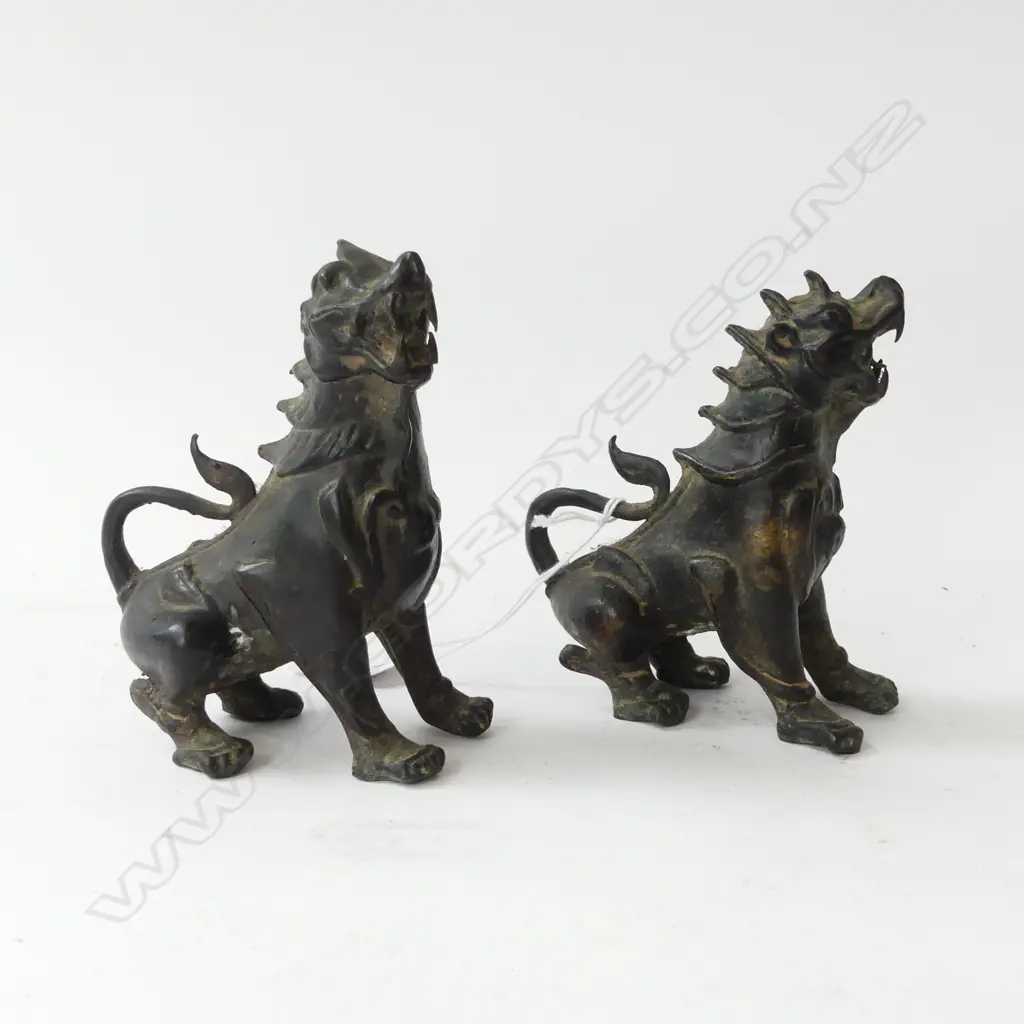 PR BRONZE TEMPLE DOGS H.120mm Image 1++