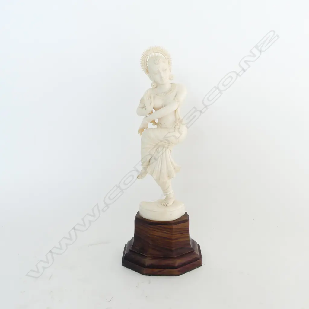 CARVED IVORY FIGURE; INDIAN DANCING WOMAN H.275mm Image 1++