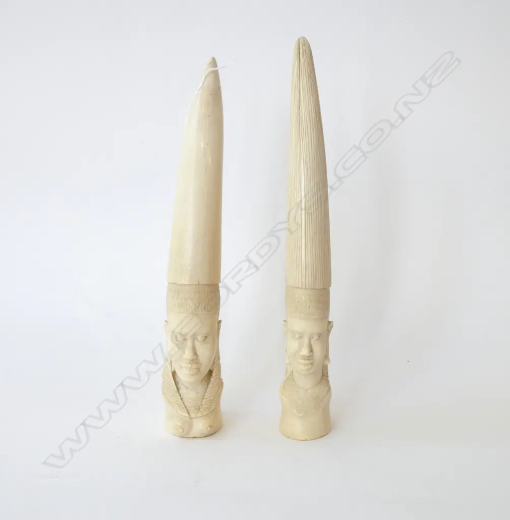 2 AFRICAN IVORY TUSKS H.300mm Image 1++