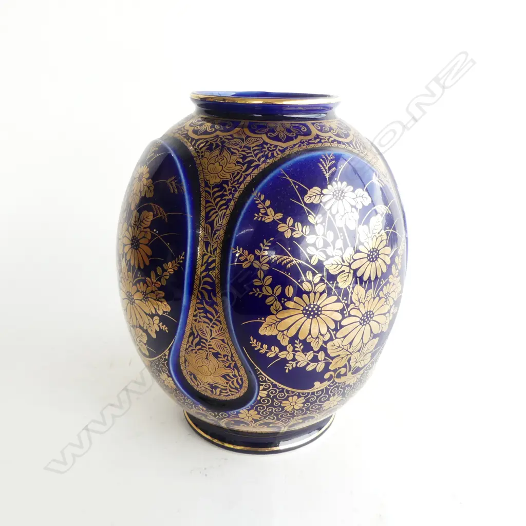 BLUE & GOLD ORIENTAL VASE H.235mm Image 1++