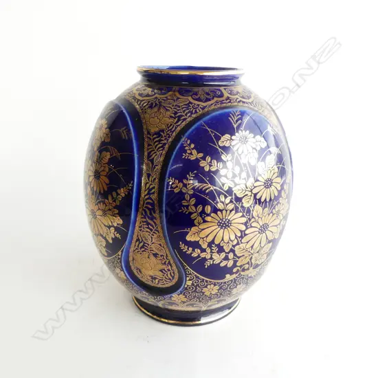 BLUE & GOLD ORIENTAL VASE H.235mm