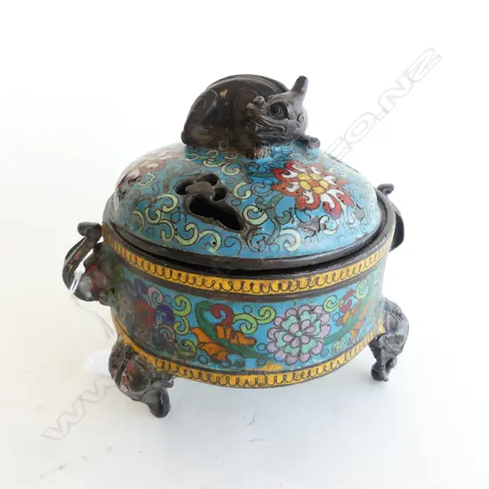 CHINESE CLOISONNE LIDDED CONTAINER H.150mm