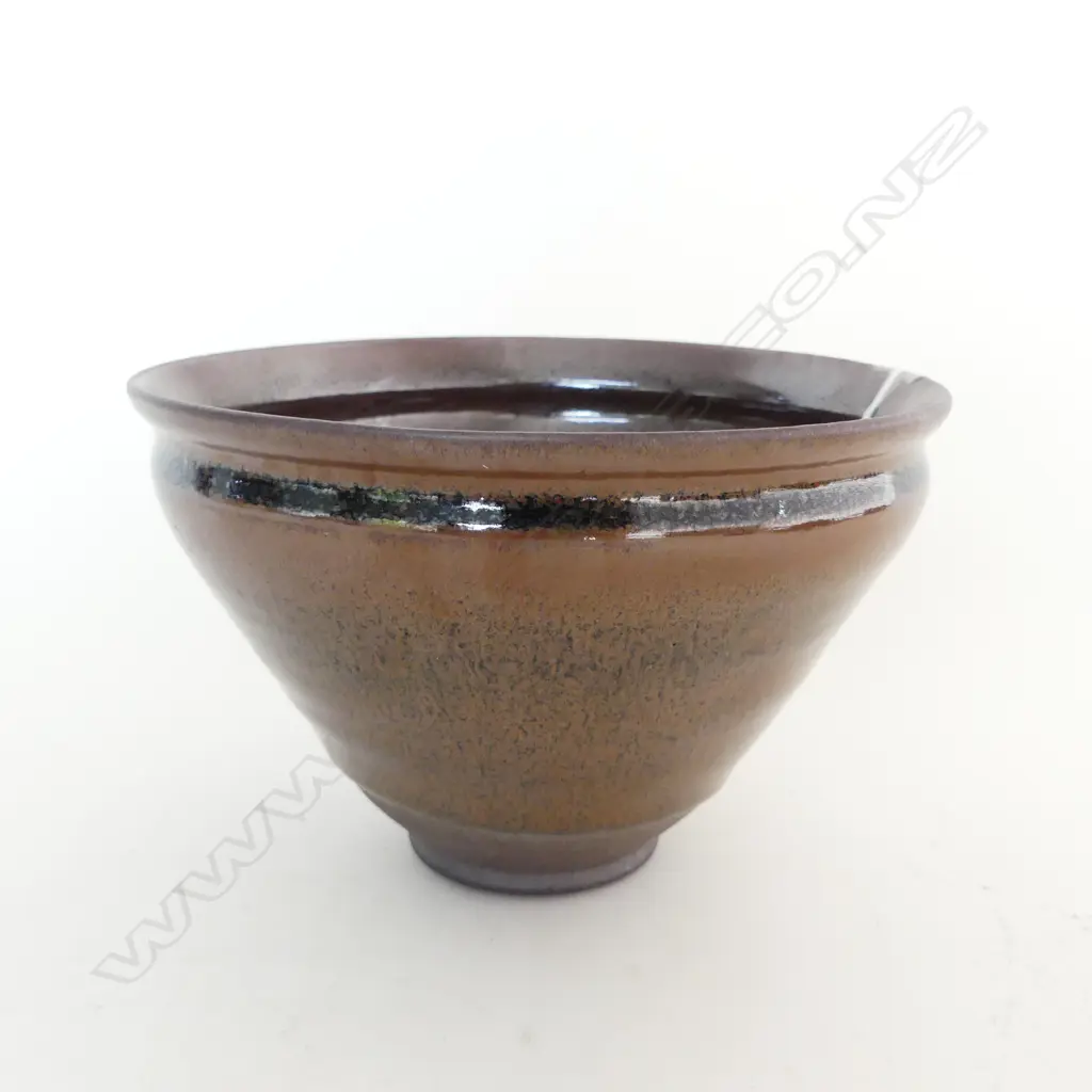 ORIENTAL HARE'S FUR TYPE GLAZE BOWL flared form Dia.150mm H.100mm  Image 1++