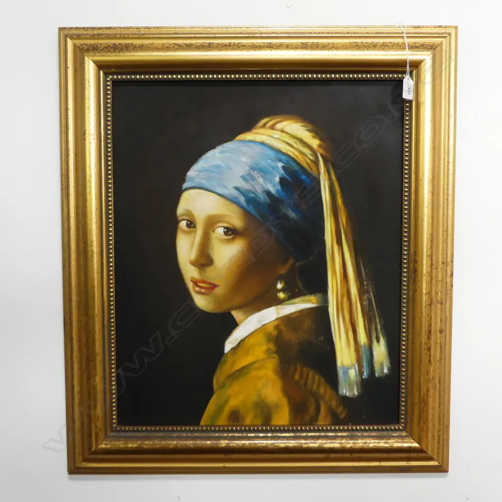 OIL ON BOARD RENDITION OF ‘THE GIRL WITH THE PEARL EARRING’ 580X470MM +/- Image 1++