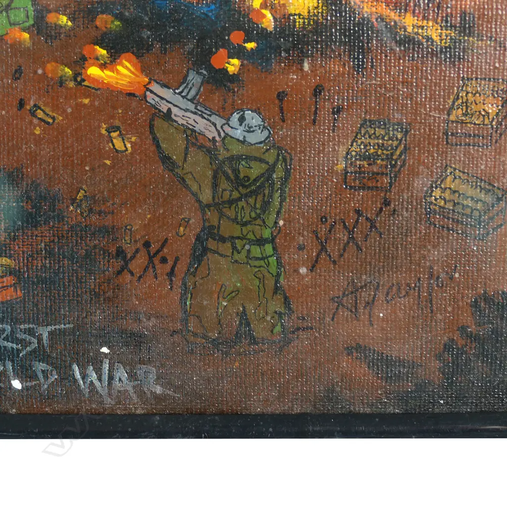 ALAN TAYLOR, '1916 HALFWAY OF THE FIRST WORLD WAR', OIL ON BOARD, SIGNED & ENTITLED, 290 x 410mm Image 1++