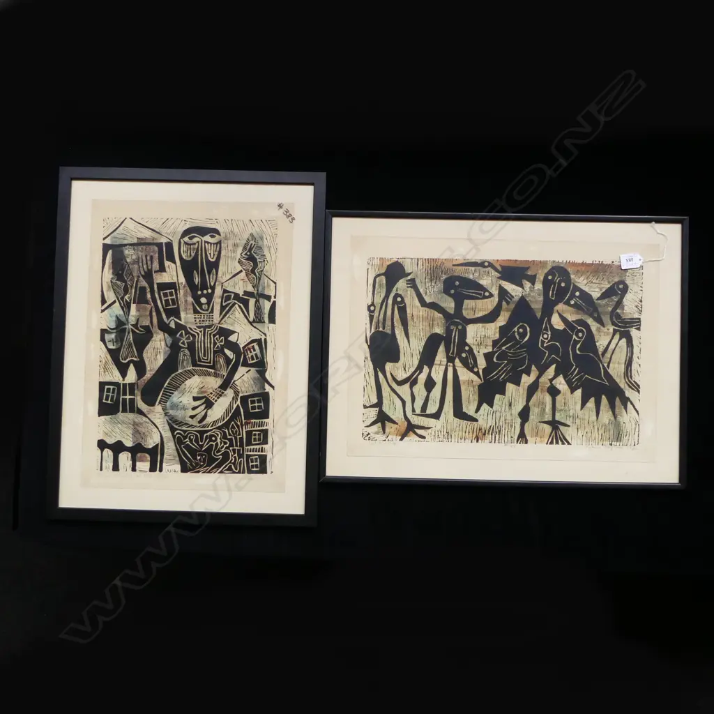 Tijani MAYAKIRI (1937-1992) 2 ltd.ed. Lithographs 'Ogrun Festival at Ond Palace' + 'Witch Craft' both signed '72.'73 ed. Image 1++