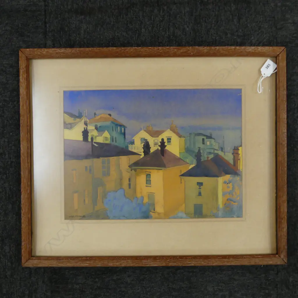 I.M. RICHDALE watercolour Wellington Houses 280 x 380mm Image 1++