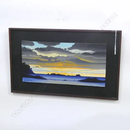 OIL ON BOARD SUNSET MERCURY ISLAND SIGNED LUCY HORNE H320 L520MM