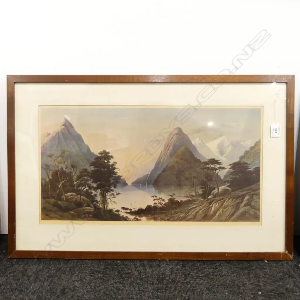 LTD ED. LITHO. J C HOYTE W/C 'MITRE PEAK & PEMBROKE PEAK' 1877, 182/750, H.290 x 550mm Image 1++