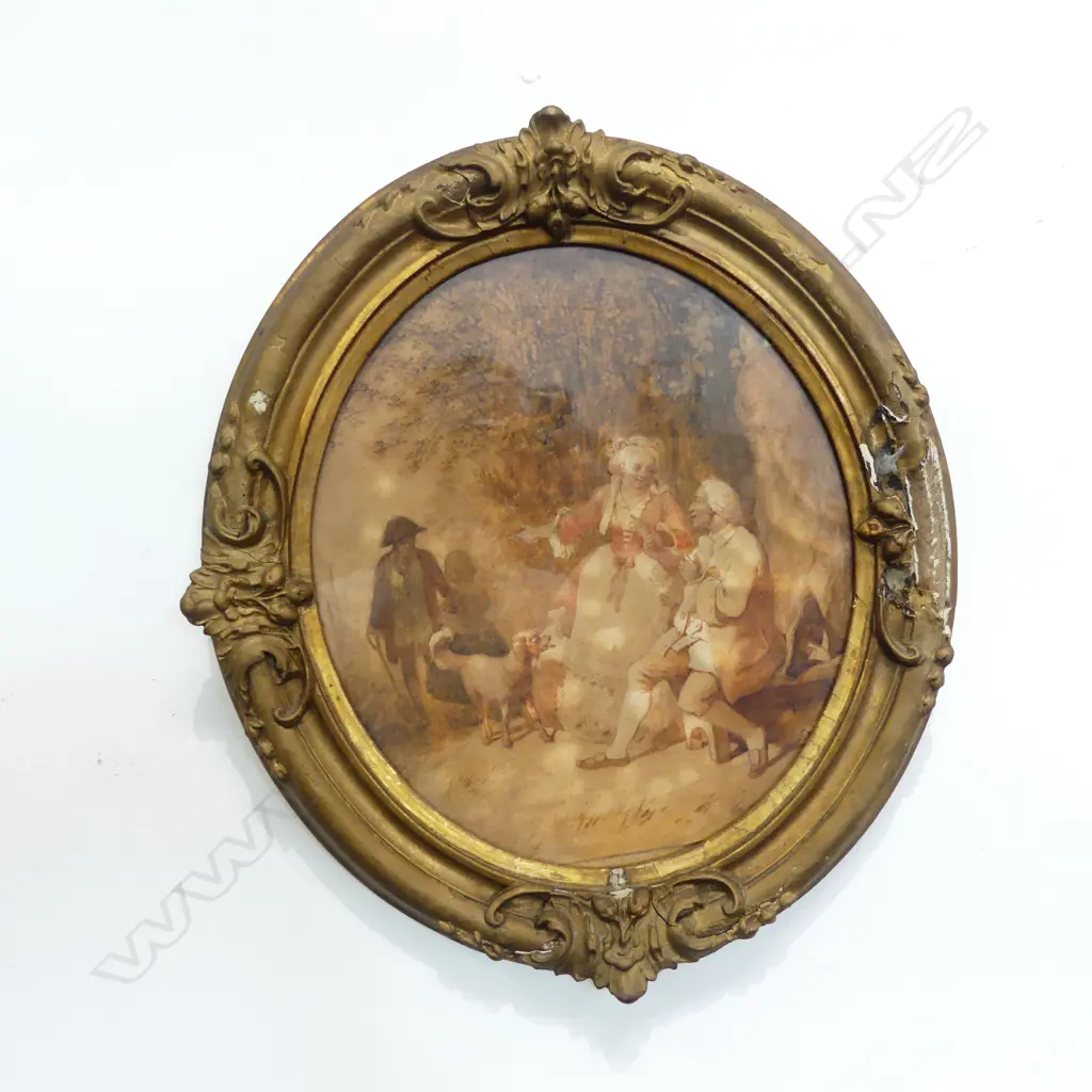 ANTIQUE W/C, 18thC COUPLE 270x230mm Image 1++