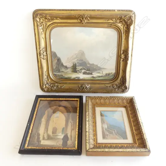 3 ARTWORKS; JOSEF MATEJ NAVRATIL (1795-1865), MOUNTAIN LANDSCAPE, GOUACHE 195x240mm + 2 WCs